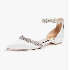 XYD White Pointed Toe D'Orsay Wedding Sparkly Rhinestones Ankle Strap Sandals